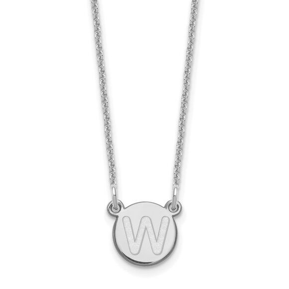 Kazi Luxury 14k White Gold Tiny Circle Block Letter W Initial Necklace - Picture 1 of 5
